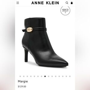 Anne Klein Black Heeled Boots with Gold Accent
